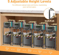 CARLA HOME 2- Pack Under Sink Organizer with Sliding Drawers & Height Adjustable for Kitchen Bathroom Cabinet Organization