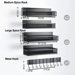 CARLA HOME 5 Pack Magnetic Spice Rack for Fridge Kitchen with Hook Bar