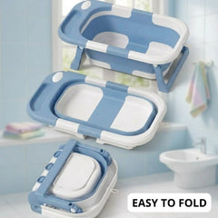 CARLA HOME Foldable Baby Bath Tub with Collapsible Toddler - Blue