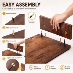 CARLA HOME Dual Monitor Stand Riser, Adjustable Length and Angle, Brown