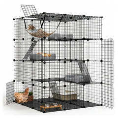 CARLA HOME Large Cat Cage Diy Enclosure, 4 Tier Pet Playpen Cat Kennel
