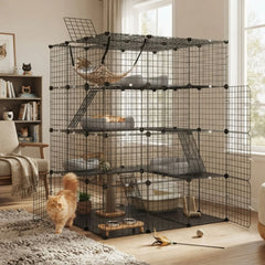 CARLA HOME Large Cat Cage Diy Enclosure, 4 Tier Pet Playpen Cat Kennel