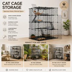 CARLA HOME Large Cat Cage Diy Enclosure, 4 Tier Pet Playpen Cat Kennel