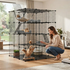 CARLA HOME Large Cat Cage Diy Enclosure, 4 Tier Pet Playpen Cat Kennel