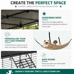 CARLA HOME Large Cat Cage Diy Enclosure, 3 Tier Pet Playpen Cat Kennel