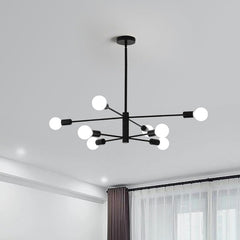 Modern Sputnik Chandelier, 8 Light, Black