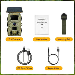 4K 60MP Black Solar Trail Camera with Night Vision and Wi-Fi Connectivity