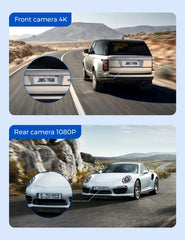 3.19" Black IPS Dual Dash Cam with 4K+1080P, 5G WiFi, GPS, Night Vision & Free 64GB Card