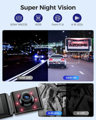 3 Channel Dash Cam in Black with WiFi, GPS, 4K+1080P+2.5K, 64GB Card, Parking Mode