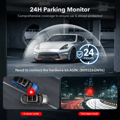 4K Dash Camera with Touch Screen, Black, Front and Rear, 64GB Card Included