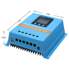 100A MPPT Solar Charge Controller with LCD Display and Dual USB Ports in Blue