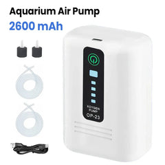 Aquarium Oxygen Pump Black USB Rechargeable Air Pump for Fish Tanks and Bait Buckets with 2 Outlets