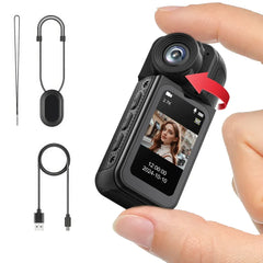 2.7K HD Mini Action Camera, Portable Thumb Camera with 180° Rotating Lens, Black