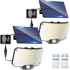 238LED Solar Powered Motion Sensor Outdoor Flood Light in Black