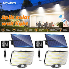 238LED Solar Powered Motion Sensor Flood Light in Black for Outdoor Security