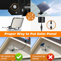 238LED Solar Powered Motion Sensor Flood Light in Black for Outdoor Security