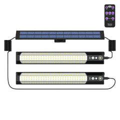 Solar Powered LED Motion Sensor Wall Light, Black, 2000LM, IP65, 3 Modes