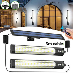 Solar Powered LED Motion Sensor Wall Light, Black, 2000LM, IP65, 3 Modes