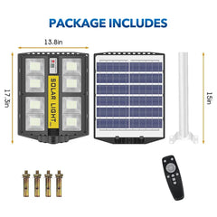 80000LM 5000W Black Solar Street LED Light with Radar Sensor and Remote Control for Outdoor Use - 5000W/1152LED
