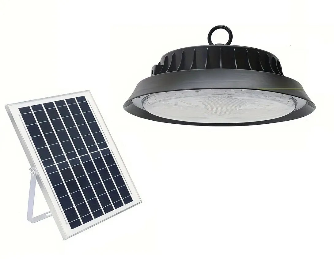 Solar Power Outdoor UFO LED High Bay Light 300W Black for Shed Garage Shop
