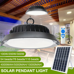 Solar Power Outdoor UFO LED High Bay Light 300W Black for Shed Garage Shop