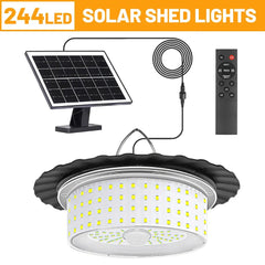 3000LM Black Solar Shed Light with 244 LEDs, Remote Control, 5 Modes, IP65 Waterproof