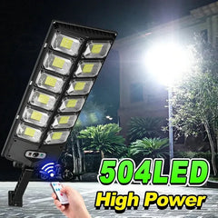 2-Pack 80000LM Black Solar Street Light with 504 LEDs and Remote Control