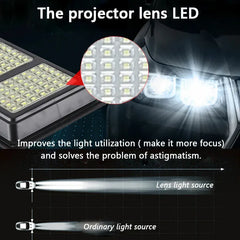 Solar LED Street Light with Radar Sensor, Black, 640W, Outdoor Flood Lamp