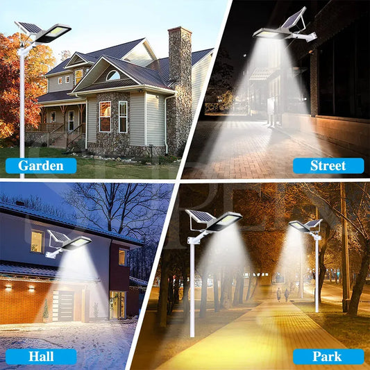 Solar LED Street Light Black Waterproof Outdoor Flood Lamp with Remote Control