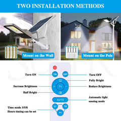 Solar LED Street Light Black Waterproof Outdoor Flood Lamp with Remote Control