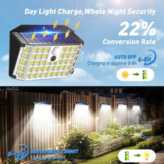 6 Pack Black Solar Motion Sensor Lights Outdoor Security Lamp 2000LM IP65
