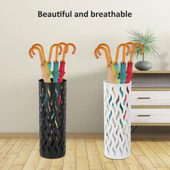 Metal Umbrella Stand in White, 15x15x42cm, Holds 4-6 Long Umbrellas