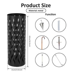 Metal Umbrella Stand in White, 15x15x42cm, Holds 4-6 Long Umbrellas