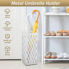 Rectangular Black Metal Umbrella Stand Holder - Space-Saving Design, 16.5x16.5x42cm
