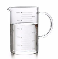 Large 1000ml Clear Borosilicate Glass Measuring Cup with Direct Fire Heat Resistance