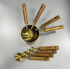 Stainless Steel Measuring Cups and Spoons Set, Cooper Finish, 8-Piece for Baking and Cooking