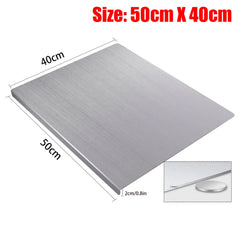 Silver Stainless Steel Chopping Board 50x40cm - Non-Slip Pastry Worktop Protector