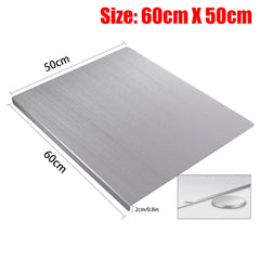 Silver Stainless Steel Chopping Board 60x50cm - Non-Slip Pastry Worktop Protector