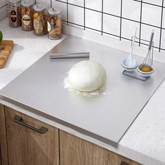 Silver Stainless Steel Chopping Board 70x50cm - Non-Slip Pastry Worktop Protector