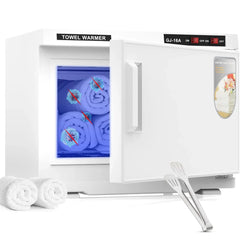 White 16L Black Hot Towel Warmer UV Sterilizer Cabinet for Salon and Home Use