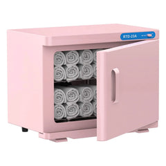 Pink 23L Hot Towel Warmer Cabinet with UV Sterilizer for Salon and Home Use