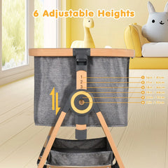 3 in 1 Grey Baby Bassinet Bedside Crib with Mattress, Adjustable Height and Storage Basket