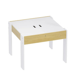3-Piece Kids Table and Chairs Set in White with Storage, 60x60x48cm