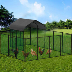 Chicken Run Coop 304.8 x 396.24 cm Covered Poultry Rabbit Hen Cage with Feeding Door