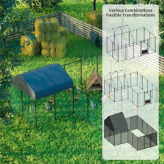 Chicken Run Coop 304.8 x 396.24 cm Covered Poultry Rabbit Hen Cage with Feeding Door