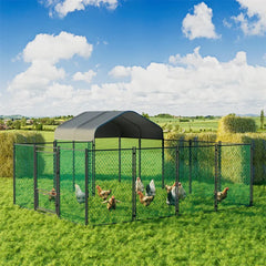 Extra Large Black Chicken Coop Cage Run Rabbit Hutch Walk-In Hen Enclosure 300x200x270cm