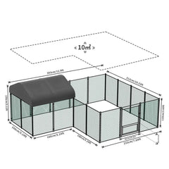 Extra Large Black Chicken Coop Cage Run Rabbit Hutch Walk-In Hen Enclosure 300x200x270cm