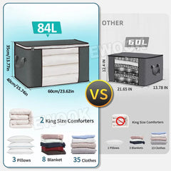 Large Grey Quilt Storage Bags - 6 Pack, 60x40x35cm, Breathable Non-Woven Fabric