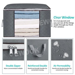 Large Grey Quilt Storage Bags - 6 Pack, 60x40x35cm, Breathable Non-Woven Fabric