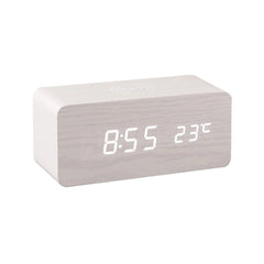 LED Wooden Desk Clock with Qi Charger